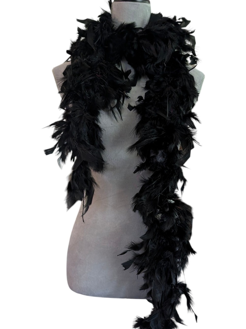 Black Feather Boa Scarf - Elegant Women's Accessory